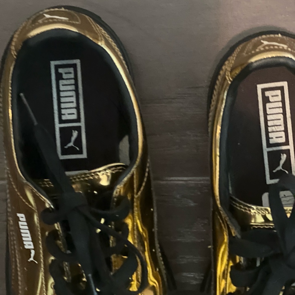 Fenty x Puma Basket Platform Metallic Gold Sneakers - Picture 5 of 9